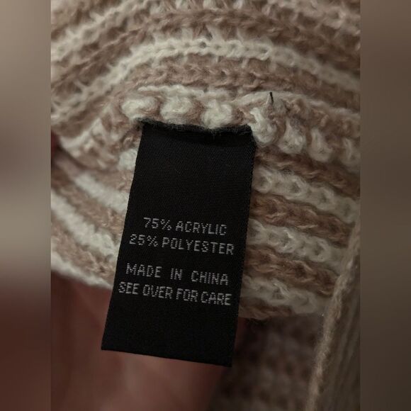 New Fortune & Ivy open front cable knit camel neutral long cardigan sweater sz L - Picture 6 of 8